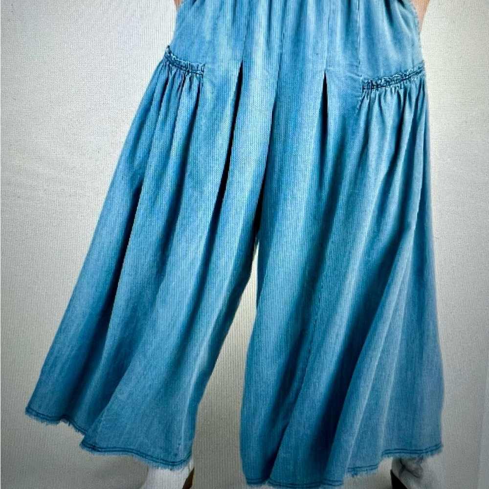 Easel Blue Flare Wide Leg Jeans